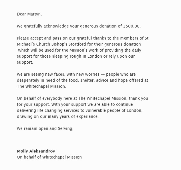 Whitechapel Mission 2026